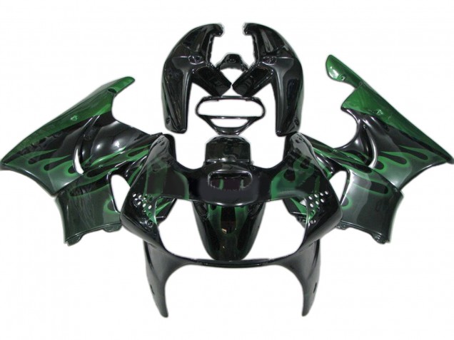 1998-1999 Honda CBR900RR 919 Motorcycle Fairings - Glossy Black Green Flame UK