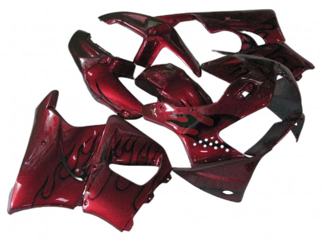1998-1999 Honda CBR900RR 919 Motorcycle Fairings - Dark Red with Black Flame UK