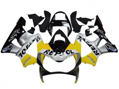 Best 2000-2001 Honda CBR900RR 929 Motorcycle Fairings - Yellow Silver Glossy Black Repsol UK