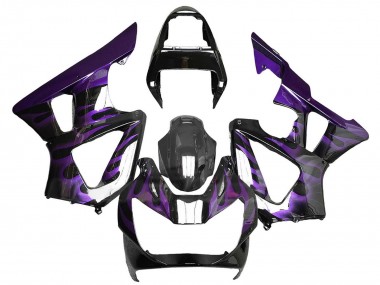 Best 2000-2001 Honda CBR900RR 929 Motorcycle Fairings - Glossy Black Purple Flame UK