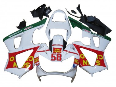 Best 2000-2001 Honda CBR900RR 929 Motorcycle Fairings - White Red Green Castrol San Carlo UK