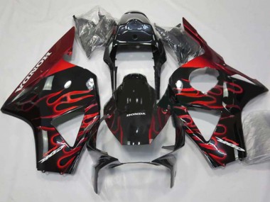 Best 2002-2003 Honda CBR900RR 954 Motorcycle Fairings - Glossy Black Red Flame UK
