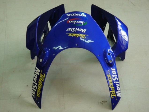 2002-2003 Honda CBR900RR 954 Motorcycle Fairings - Blue Yellow Glossy Black Telefonica MoviStar Castrol UK