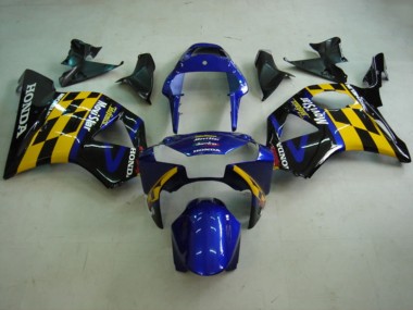 Best 2002-2003 Honda CBR900RR 954 Motorcycle Fairings - Blue Yellow Glossy Black Telefumica MoviStar Castrol UK