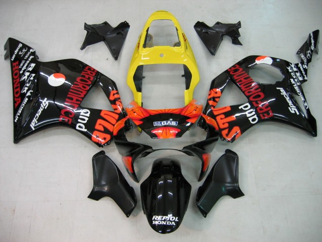 2002-2003 Honda CBR900RR 954 Motorcycle Fairing - Yellow Red Glossy Black Repsol Rossi UK