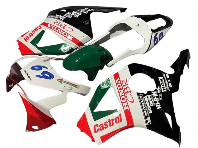 2002-2003 Honda CBR900RR 954 Motorcycle Fairings - White Red Green Glossy Black Castrol UK