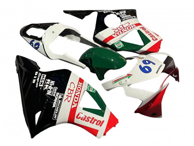 2002-2003 Honda CBR900RR 954 Motorcycle Fairings - White Red Green Glossy Black Castrol UK