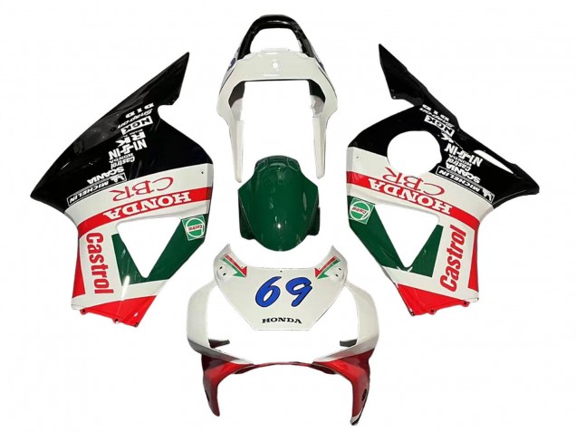 2002-2003 Honda CBR900RR 954 Motorcycle Fairings - White Red Green Glossy Black Castrol UK