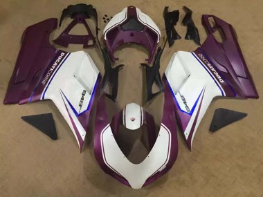 Best 2007-2014 Ducati 848 Motorcycle Fairings - White Blue Purple Corse UK