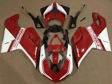 Best 2007-2014 Ducati 848 Motorcycle Fairings - White Red Corse UK
