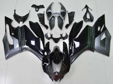 Best 2011-2014 Ducati Panigale 1199 Motorcycle Fairings - Grey Glossy Black UK