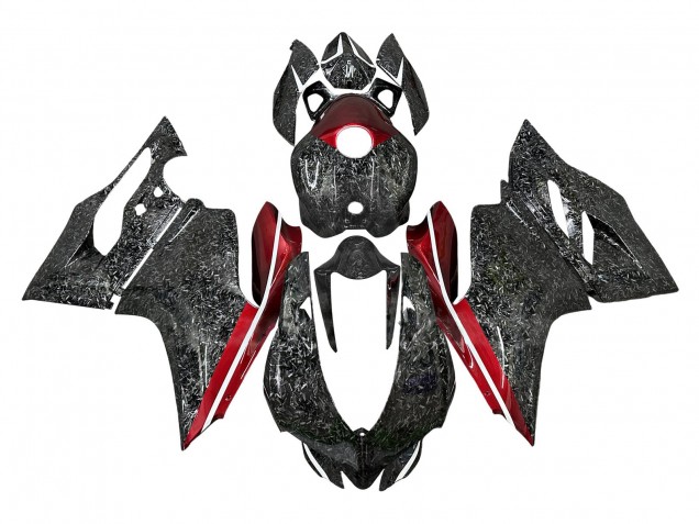 2011-2014 Ducati Panigale 899/1199 Motorcycle Fairings - Black Forged Carbon Fiber Style Red UK