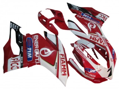 Best 2011-2014 Ducati 1199 Motorcycle Fairings - White Red Glossy Black Fiamm 7 UK