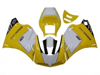 Best 1993-2005 Ducati 996 Motorcycle Fairings - White Yellow Glossy Black Corse Performance UK