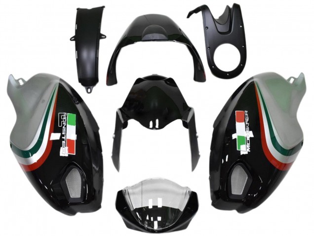 2008-2012 Ducati Monster 696 796 1100 1100S Motorcycle Fairings - Glossy Black Silver Red Green UK