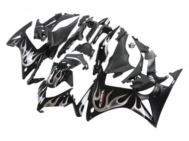 Best 2013-2015 Honda CBR500R Motorcycle Fairings - Glossy Black Silver Flame UK