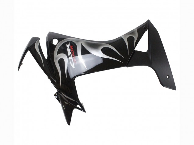 2013-2015 Honda CBR500R Motorcycle Fairings - Glossy Black Silver Flame UK