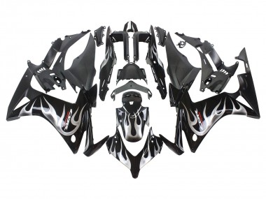 Best 2013-2015 Honda CBR500R Motorcycle Fairings - Glossy Black Silver Flame UK