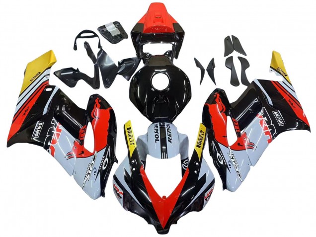 2004-2005 Honda CBR1000RR Motorcycle Fairings - Yellow Red White Glossy Red Bull Repsol HRC UK