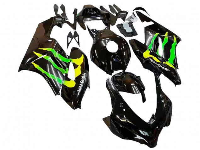 2004-2005 Honda CBR1000RR Motorcycle Fairings - Glossy Black Yellow Green Monster UK