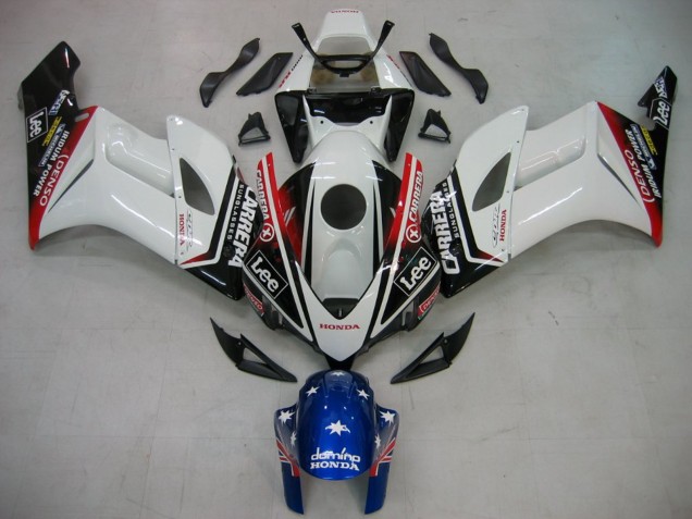 2004-2005 Honda CBR1000RR Motorcycle Fairings - White Blue Red Glossy Black Star Carrera Lee UK