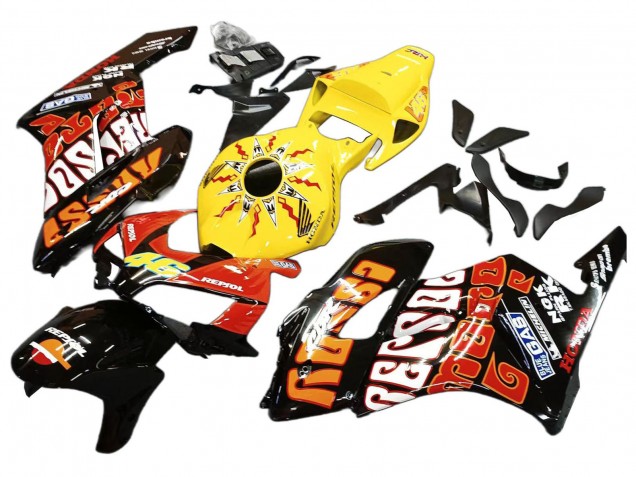 2004-2005 Honda CBR1000RR Motorcycle Fairings - Yellow Orange Glossy Black Repsol Rossi 46 UK