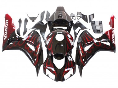 Best 2006-2007 Honda CBR1000RR Motorcycle Fairing - Glossy Black Red Flame UK
