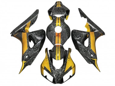 Best 2006-2007 Honda CBR1000RR Motorcycle Fairings - Gold Black Forged Carbon Fiber UK
