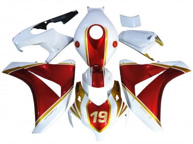 Best 2008-2011 Honda CBR1000RR Motorcycle Fairings - White Red Gold 19 UK
