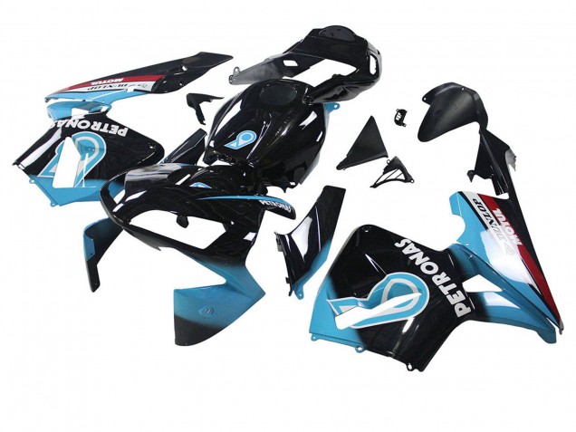 2003-2004 Honda CBR600RR Motorcycle Fairings - Light Blue Red Glossy Black Dunlop UK