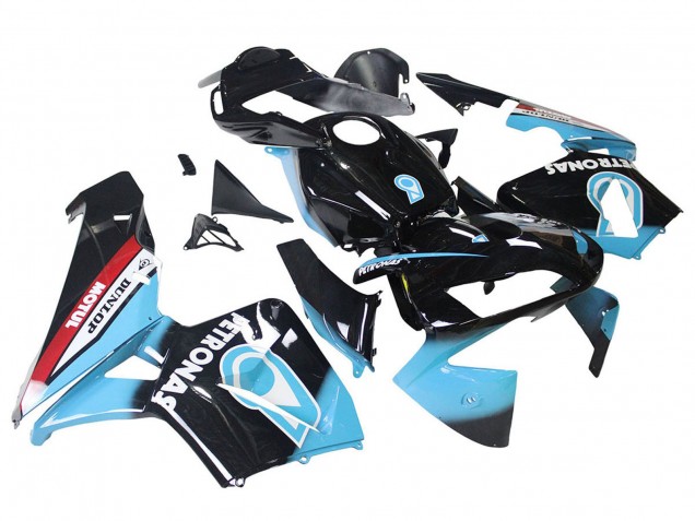 2003-2004 Honda CBR600RR Motorcycle Fairings - Light Blue Red Glossy Black Dunlop UK
