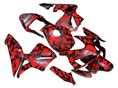 Best 2003-2004 Honda CBR600RR Motorcycle Fairings - Black Red Grey Camouflage UK