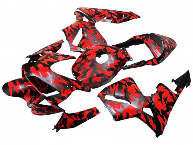 2003-2004 Honda CBR600RR Motorcycle Fairings - Black Red Grey Camouflage UK