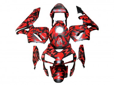Best 2003-2004 Honda CBR600RR Motorcycle Fairings - Black Red Grey Camouflage UK