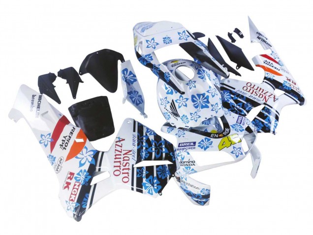 2003-2004 Honda CBR600RR Motorcycle Fairings - White Blue Red Nastro Azzurro 46 UK