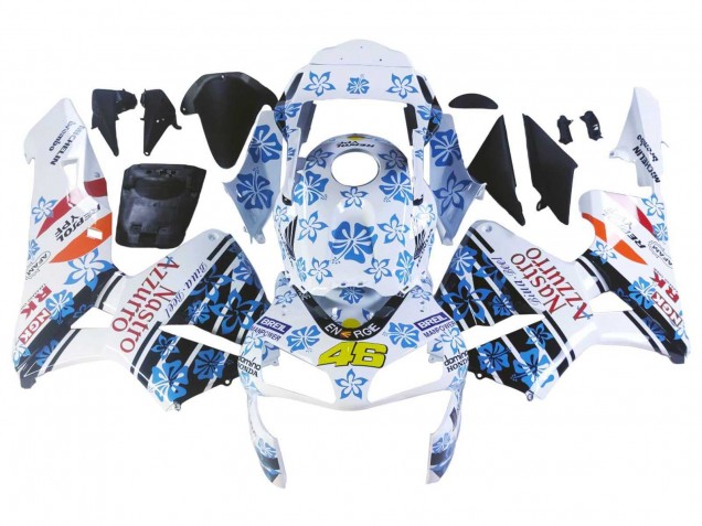 2003-2004 Honda CBR600RR Motorcycle Fairings - White Blue Red Nastro Azzurro 46 UK