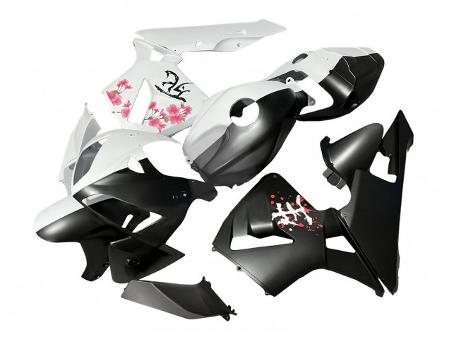 2005-2006 Honda CBR600RR Motorcycle Fairings - Black White with Cherry Blossom UK
