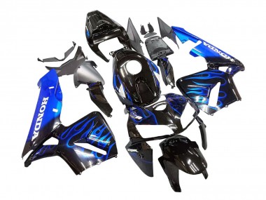 Best 2005-2006 Honda CBR600RR Motorcycle Fairing - Glossy Black Blue Flame UK
