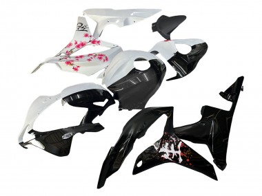 Best 2007-2008 Honda CBR600RR Motorcycle Fairings - White Cherry Blossom Glossy Black Split UK