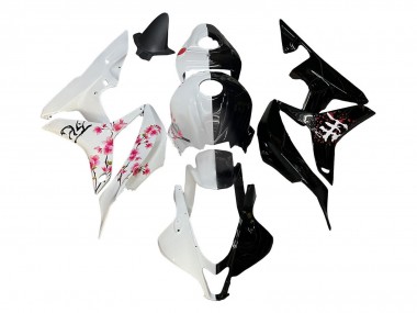 Best 2007-2008 Honda CBR600RR Motorcycle Fairings - White Cherry Blossom Glossy Black Split UK
