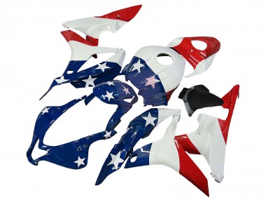 Best 2007-2008 Honda CBR600RR Motorcycle Fairings - White Blue Red Star UK