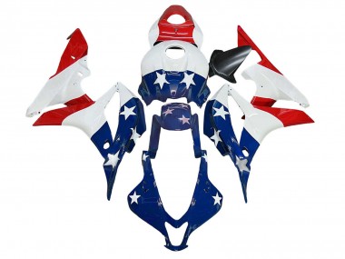 Best 2007-2008 Honda CBR600RR Motorcycle Fairings - White Blue Red Star UK