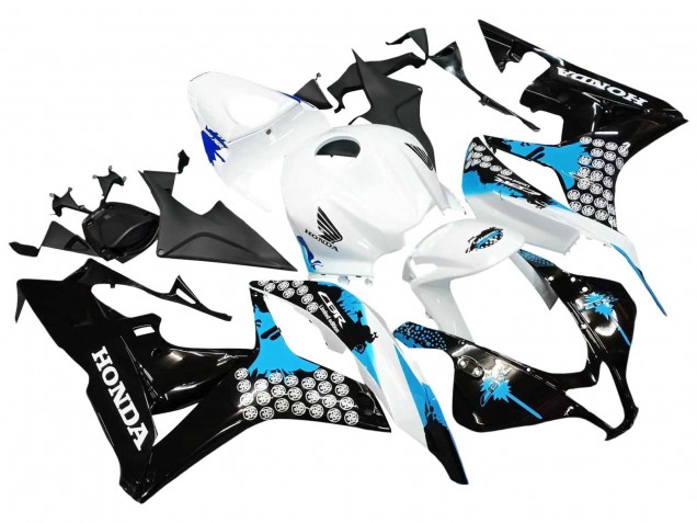 2007-2008 Honda CBR600RR Motorcycle Fairings - White Light Blue Glossy Black UK