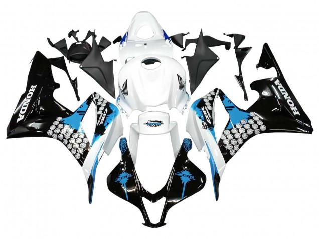 2007-2008 Honda CBR600RR Motorcycle Fairings - White Light Blue Glossy Black UK