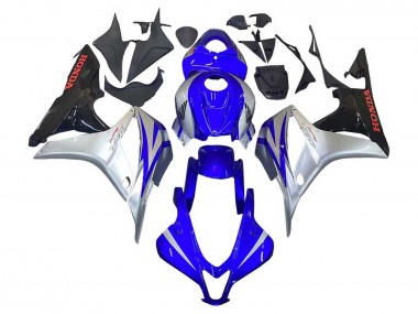 Best 2007-2008 Honda CBR600RR Motorcycle Fairings - Silver Blue Glossy Black Racing UK
