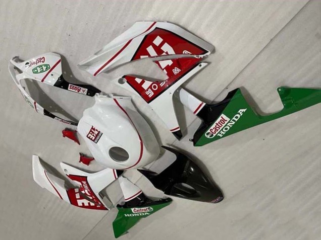 2007-2008 Honda CBR600RR Motorcycle Fairings - White Green Red Castrol UK