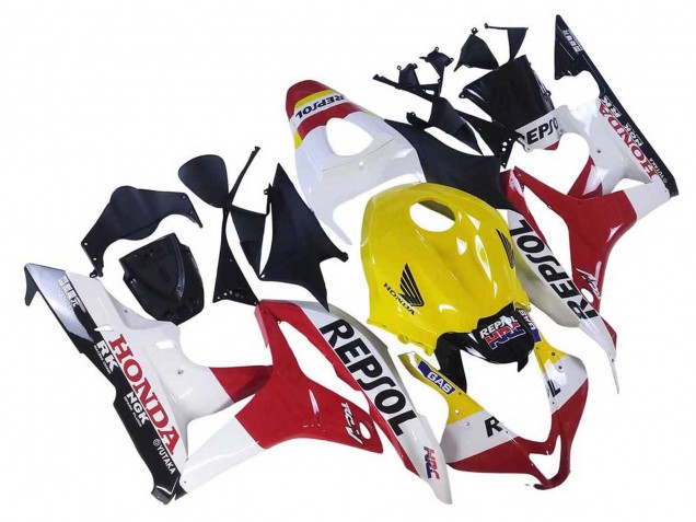 2007-2008 Honda CBR600RR Motorcycle Fairings - White Yellow Red Repsol HRC UK