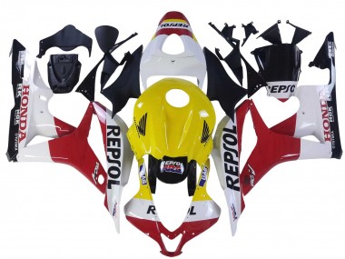 Best 2007-2008 Honda CBR600RR Motorcycle Fairings - White Yellow Red Repsol HRC UK