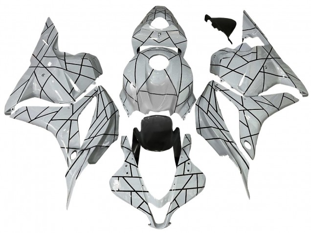 2009-2012 Honda CBR600RR Motorcycle Fairings - White Grey Black Lines UK