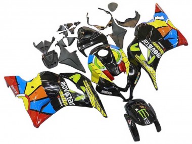 Best 2009-2012 Honda CBR600RR Motorcycle Fairings - Black Multicolor MoviStar UK
